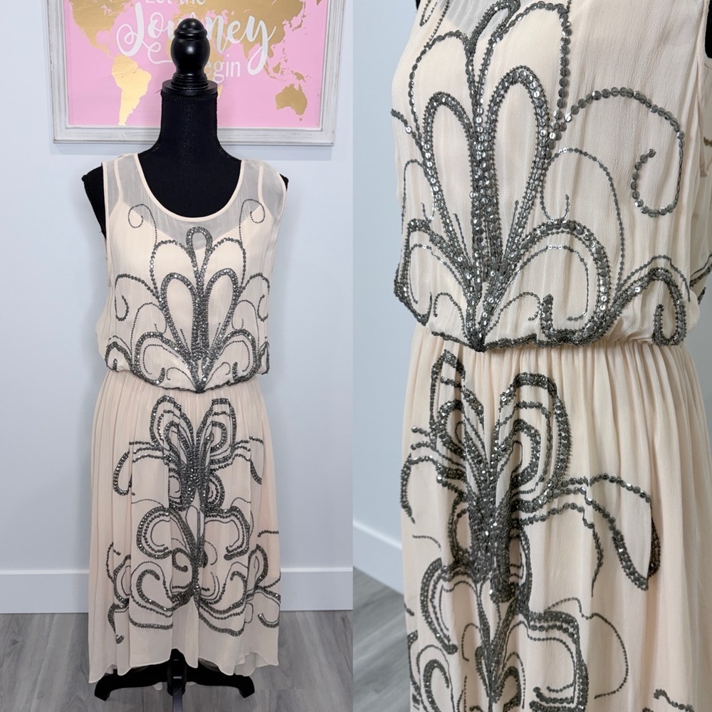 Never a Wallflower Silk Beaded High-Low Dress